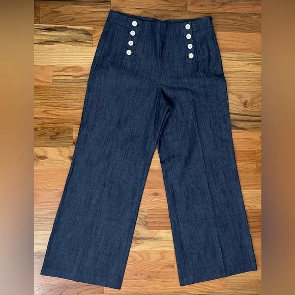 LOFT Curvy Mariner Trouser Pants in Refined Denim Size 12 - Picture 2 of 8
